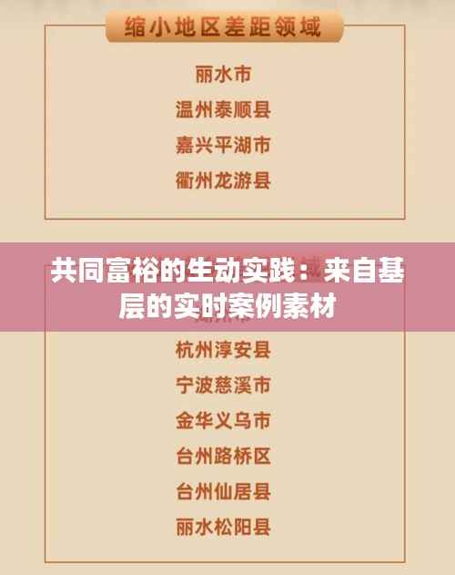 共同富裕的生动实践:来自基层的实时案例素材