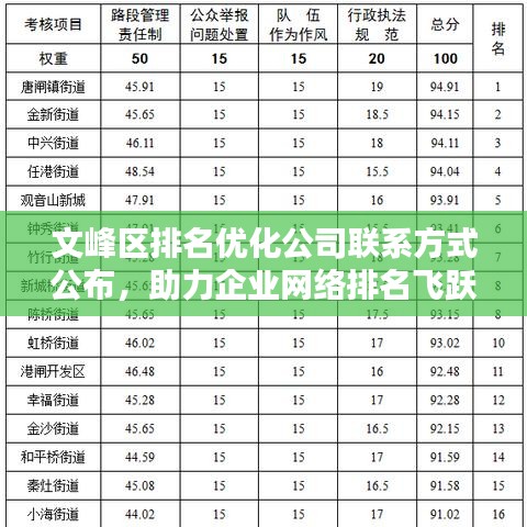 文峰区排名优化公司联系方式公布,助力企业网络排名飞跃提升!
